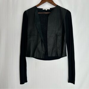 Burning Torch leather jacket size small knit long sleeves black lightweight